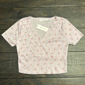 All in Favor lavender cherry crop top